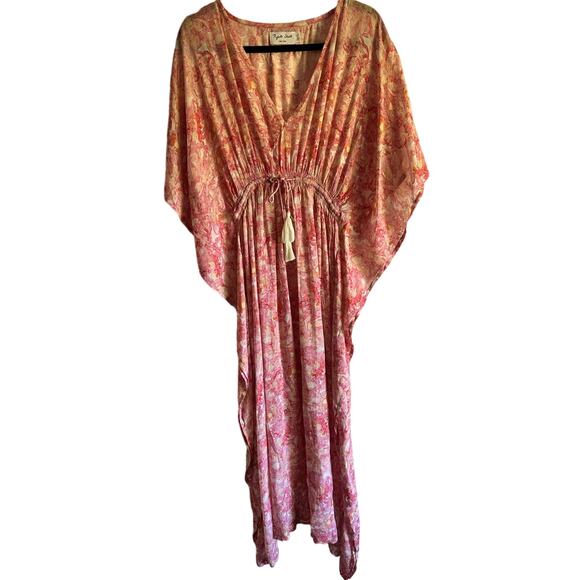 Rujuta Sheth for Anthropologie Pink Abstract Floral Kaftan One Size - Picture 1 of 5